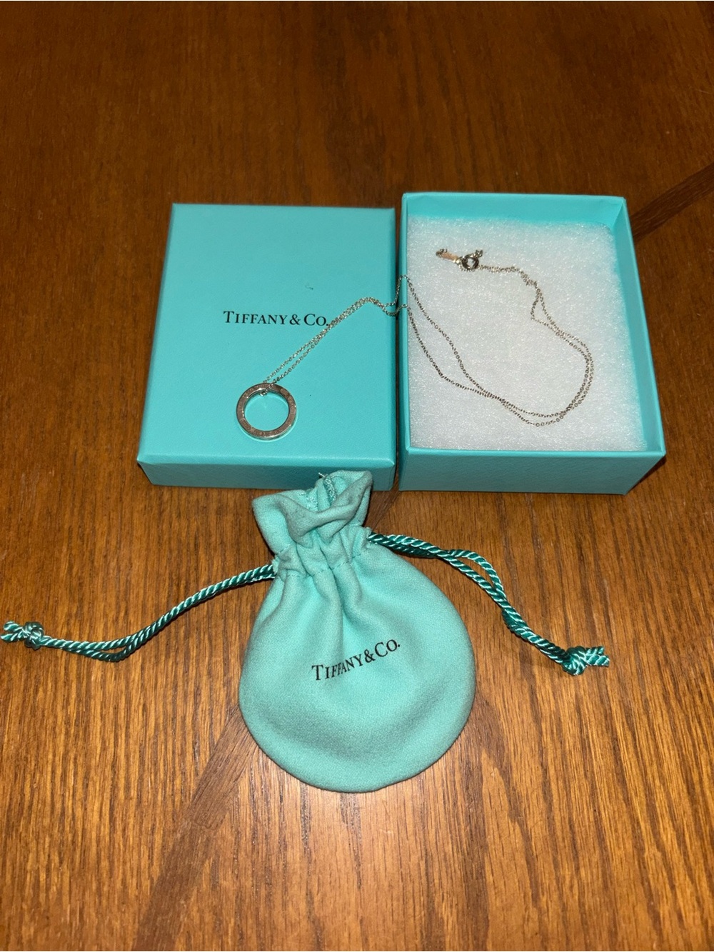 Tiffany & Co. Silver 1837 Open Circle Pendant Necklace with Blue Box - Picture 4 of 6